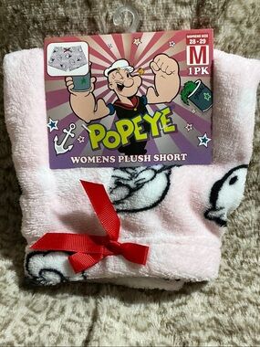 Womens Popeye Plush Shorts - Pink